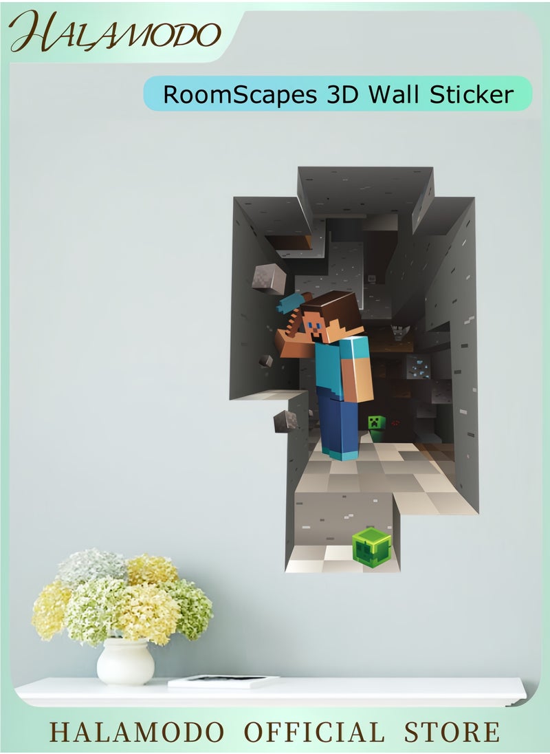 HALAMODO RoomScapes Minecraft Creeper 3D Wall Sticker Multicolour Minecraft Giant Peel and Stick Wall Decal, 20'' x 27''  - Image 1