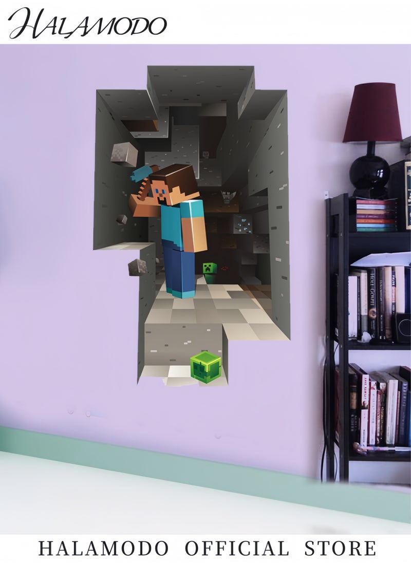 HALAMODO RoomScapes Minecraft Creeper 3D Wall Sticker Multicolour Minecraft Giant Peel and Stick Wall Decal, 20'' x 27''  - Image 4