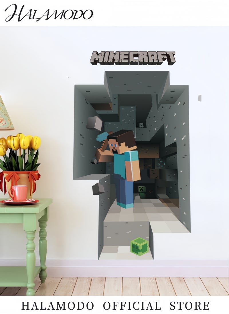 HALAMODO RoomScapes Minecraft Creeper 3D Wall Sticker Multicolour Minecraft Giant Peel and Stick Wall Decal, 20'' x 27''  - Image 2