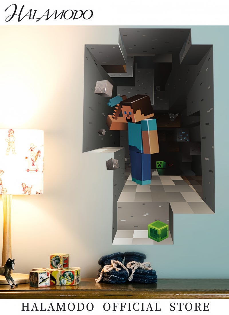 HALAMODO RoomScapes Minecraft Creeper 3D Wall Sticker Multicolour Minecraft Giant Peel and Stick Wall Decal, 20'' x 27''  - Image 3