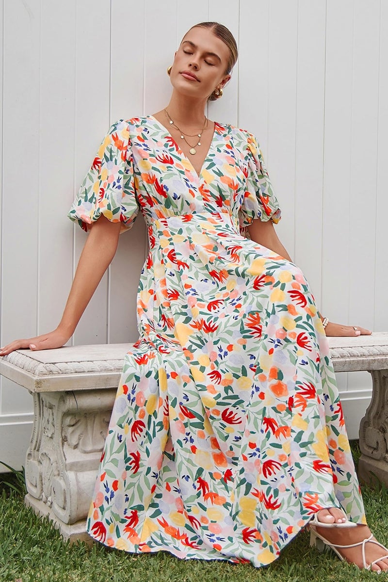 Maxigerui Women's Summer Floral Maxi Dress Spring Wedding Guest Dress 2026 Multi Floral L - Image 5