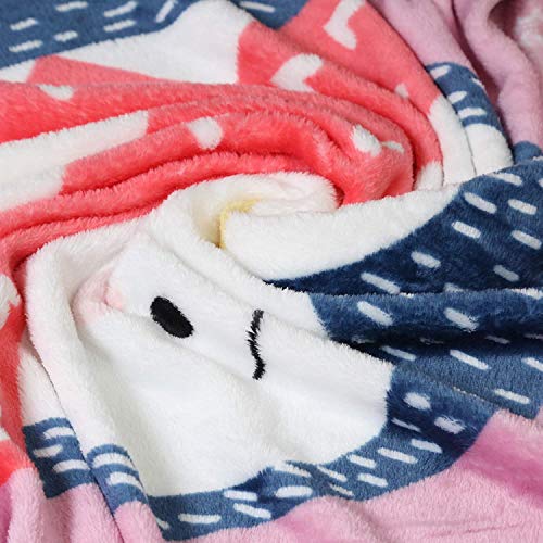 Koochie-Koo Penguin Cartoon Print Light Weight Soft Cozy Plush Fleece Coral Velvet Faux Fur All Seasons New Born Baby Blanket for Boys Girls Kids Toddler - 100x140 cm (Pack of 1, Pink) - Image 2