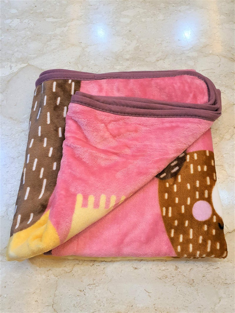 Koochie-Koo Penguin Cartoon Print Light Weight Soft Cozy Plush Fleece Coral Velvet Faux Fur All Seasons New Born Baby Blanket for Boys Girls Kids Toddler - 100x140 cm (Pack of 1, Pink) - Image 5
