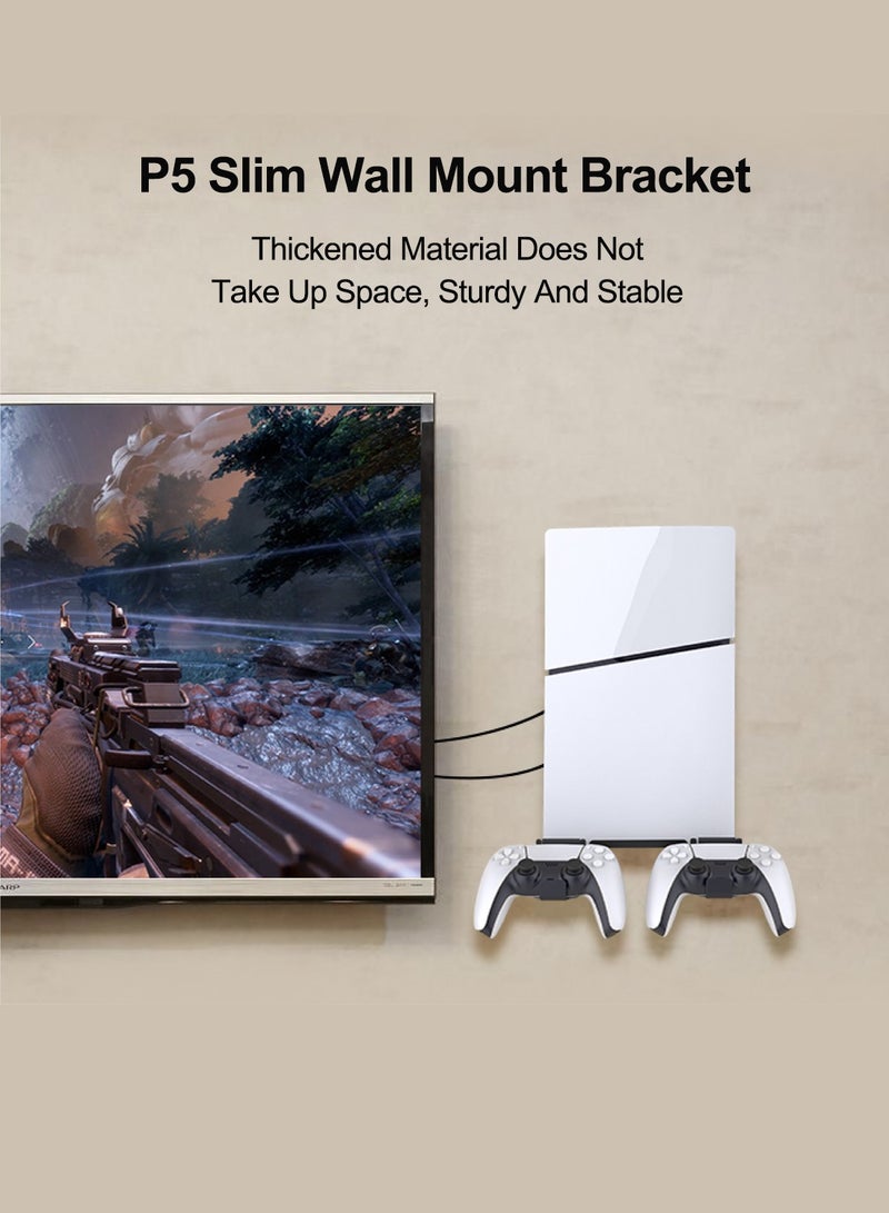 PGTECH Wall-mounted Display Stand for PS5 Slim, PS5 Console Wall Mount, Controller Storage Holder, Sturdy Storage Wall Bracket, Space-Saving, White  - Image 3