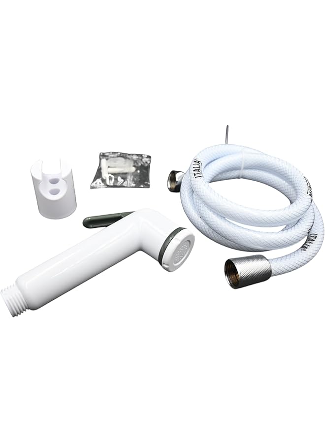 The Bros AZTON_S-3026 Premium White Handheld Bidet Sprayer Set – 47” PVC Hose, Wall-Mounted Shattaf for Toilet, Personal Hygiene Washer – Leak-Proof and Easy Installation