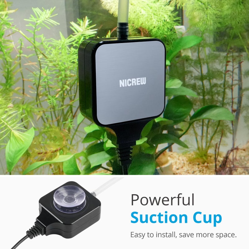 NICREW Nano Silent Aquarium Air Pump Black, Aquarium Aerator with Accessories for UP to 20 Gallon Fish Tank, Super Quiet, 0.6 L/min, 1.5 Watts - Image 4