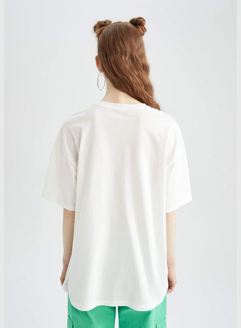 DeFacto Oversized Short Sleeve Slogan Print T-Shirt