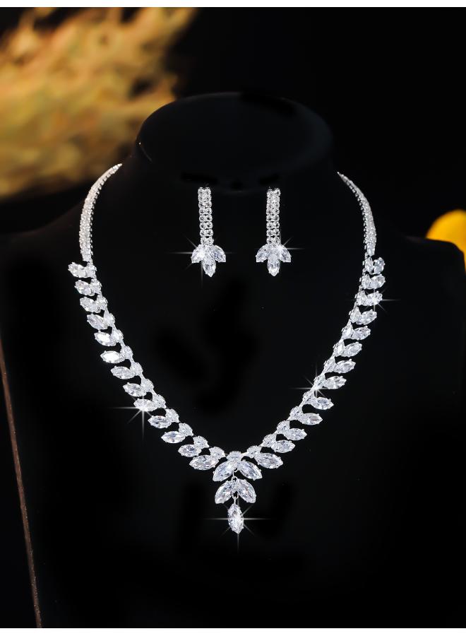 Europe And The United States Necklace Suit Earrings Jewelry Suit Banquet Dress Chain Fashion Joker Bridal Jewelry