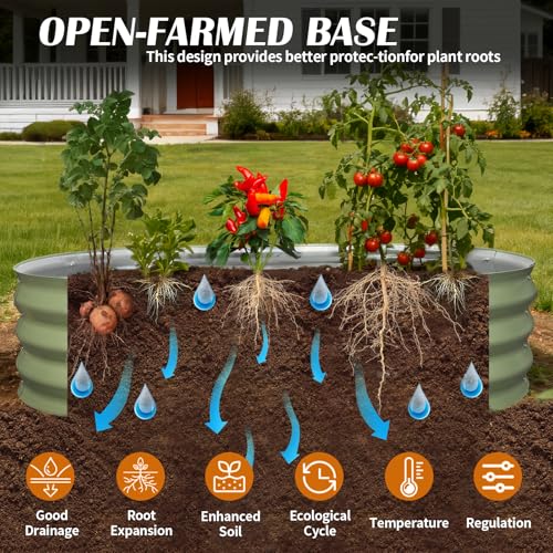 AmazStove Galvanized Raised Garden Bed Kit, Planter Garden Boxes Outdoor, Oval Large Metal for Vegetables Fruits, Flowers Planter Boxes, Easy Assembly Garden Bed Kit (Silver, 6×3×1FT (2-Pack) - Image 5