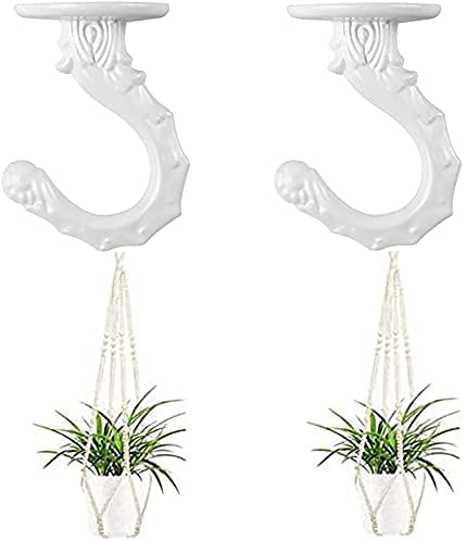 GDQLCNXB Ceiling Hooks Heavy Duty Swag Hook Hanging Plants Chandeliers Wind Chimes Ornament Hooks for Home Office Kitchen (2 Pieces White) - Image 5