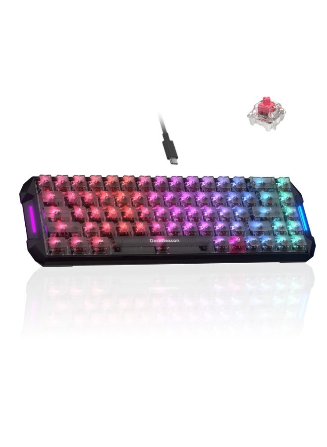 DarkBeacon Blade 68 Mechanical Gaming Keyboard 65% Compact, USB-C Wired Hot-Swappable Keyboard with RGB Backlit, Quiet Linear Switches, Custom Software