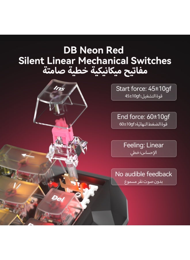 DarkBeacon لوحة مفاتيح الألعاب الميكانيكية دارك بيكون بليد 68 65% مدمجة، سلكية USB-C قابلة للتبديل الساخن مع إضاءة خلفية RGB، مفاتيح خطية هادئة، برنامج مخصص - Image 3