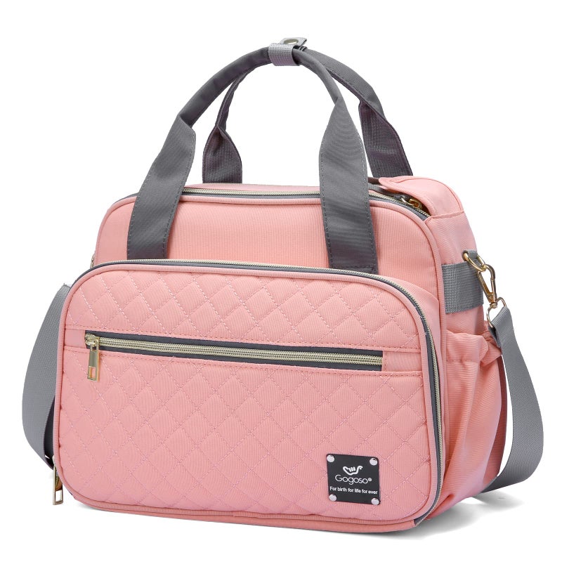 Gogoso GOGOSO Crossbody Small Diaper Bag Cute Mini Baby Diaper Tote Bags with Insulated Pockets for Traveling Outdoor ParentPink
