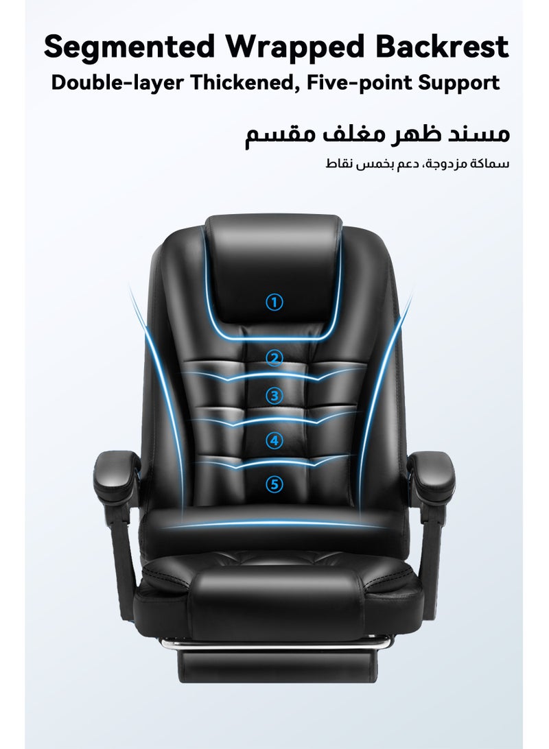 يو إل اتش واي سي كرسي كمبيوتر مريح، مصنوع من جلد البولي يوريثان، ارتفاع قابل للتعديل، وظيفة تدليك، ظهر مرتفع، دوران 360 درجة، دعم قطني، مساند ذراع مريحة. متوفر باللون الأسود. - Image 2