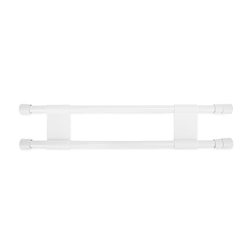 Camco 28" Double RV Refrigerator Bar, Holds Food and Drinks in Place During Travel, Prevents Messy Spills, Spring Loaded and Extends Between 16" and 28" - White (44073) - Image 1