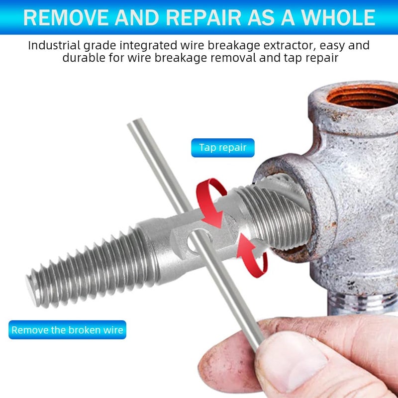 Serplex ® مجموعة أدوات استخراج الأنابيب المكسورة 2 في 1 رأس مزدوج 1/2 بوصة و 3/4 بوصة مزيل صمولة صمام الصنبور أداة يدوية ثقيلة من سبائك معدنية مزيل برغي مكسر متوافق مع إصلاحات السباكة المنزلية - Image 4