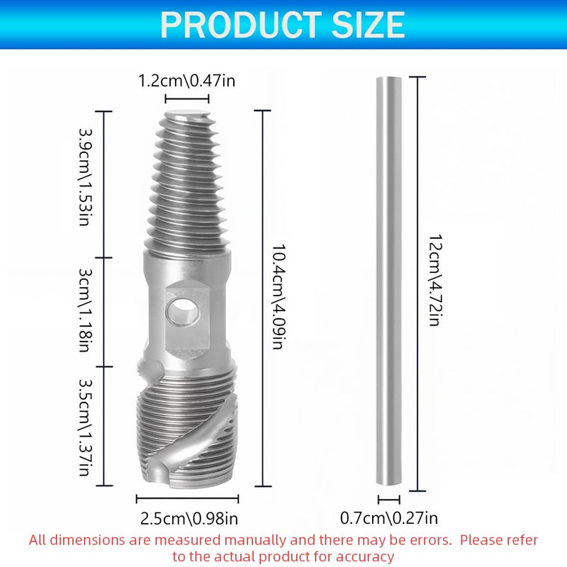 Serplex ® مجموعة أدوات استخراج الأنابيب المكسورة 2 في 1 رأس مزدوج 1/2 بوصة و 3/4 بوصة مزيل صمولة صمام الصنبور أداة يدوية ثقيلة من سبائك معدنية مزيل برغي مكسر متوافق مع إصلاحات السباكة المنزلية - Image 2