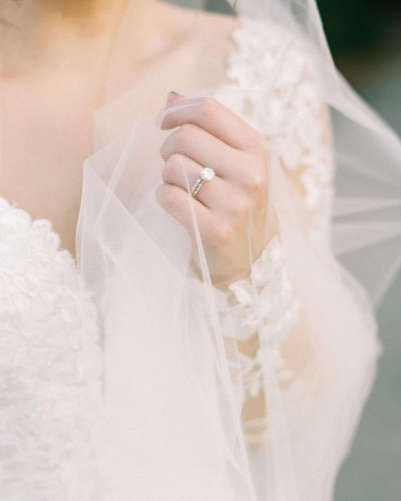 Latious 1 Tier Bride Wedding Veils White Fingertip Bridal Veil Tulle Veils with Comb for Brides and Women (White) - Image 5