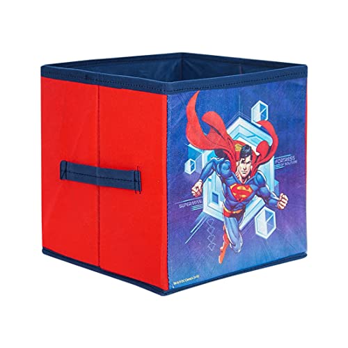 Superman Kids Foldable Square Storage Box Organizer (Small 10 x 10 x 10 inch, Blue, SBS_SM1) - Image 1