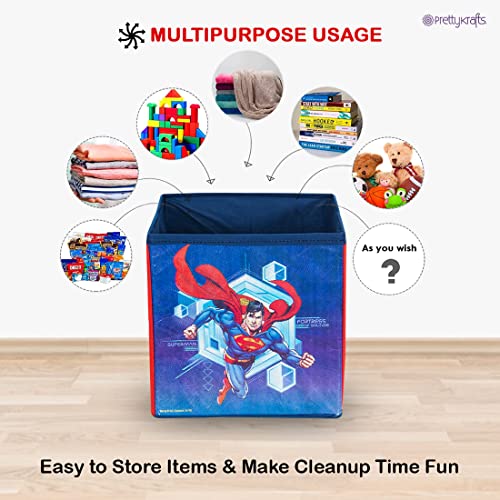 Superman Kids Foldable Square Storage Box Organizer (Small 10 x 10 x 10 inch, Blue, SBS_SM1) - Image 4