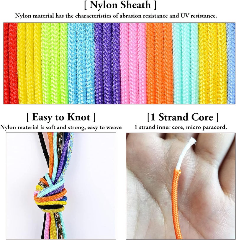 MONOBIN Micro Paracord，2mm 10Colors 20FT Paracord Combo Kit with Paracord Instructions and Charms ​for Making Paracord Bracelets, Lanyards, Jewelry Making - Image 3