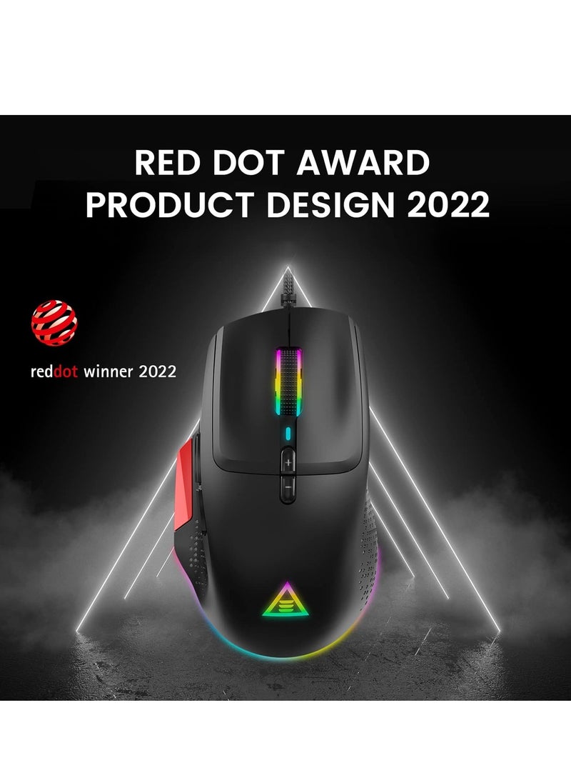 EKSA - EM600 Gaming Mouse , Lightweight Only 90g - Optical Sensor 200-12000 DPI Adjustable, 9 Programmable Buttons, 12 RGB Backlit, Sniper Button, Ergonomic Computer Mouse - Image 1