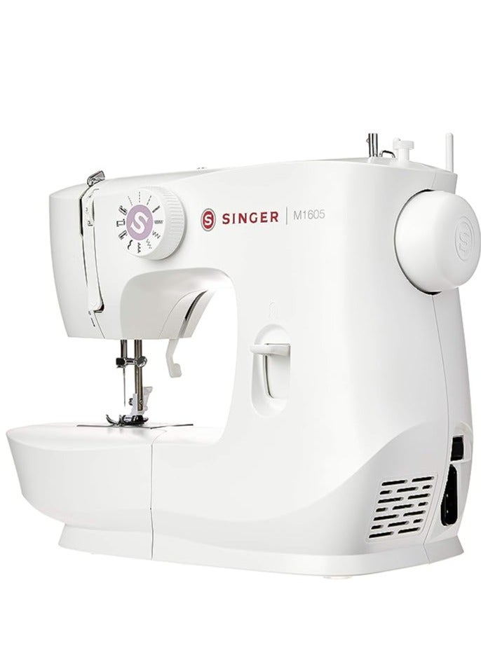 SINGER M1605 Domestic Sewing Machine, 6 Built-In Stitches, Easy Stitch Selection, With Front loading Bobbin & Adjustable Thread Tension Dial 1605 White - Image 2