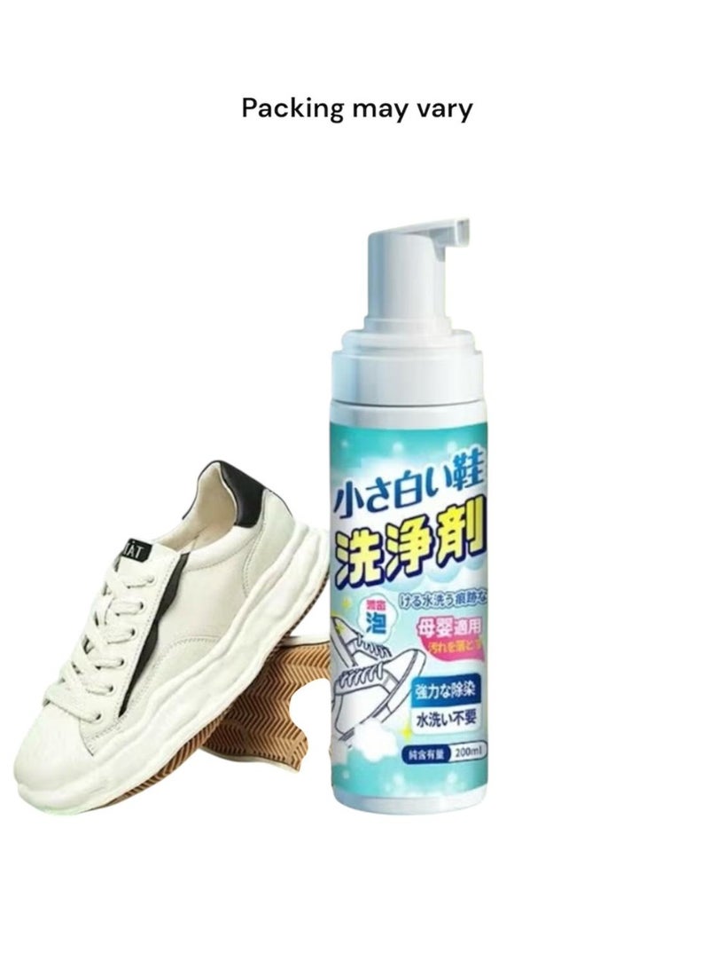 Foam spray for cleaning and polishing white shoes and sneakers, one-piece, fast-acting, waterless white shoe cleaner that removes tough stains and yellowing, restoring brilliant whiteness. Suitable for leather, canvas, mesh, and rubber shoes. A practical cleaning spray for everyday use and travel. Safe for materials and won't cause damage or fading. - Image 1