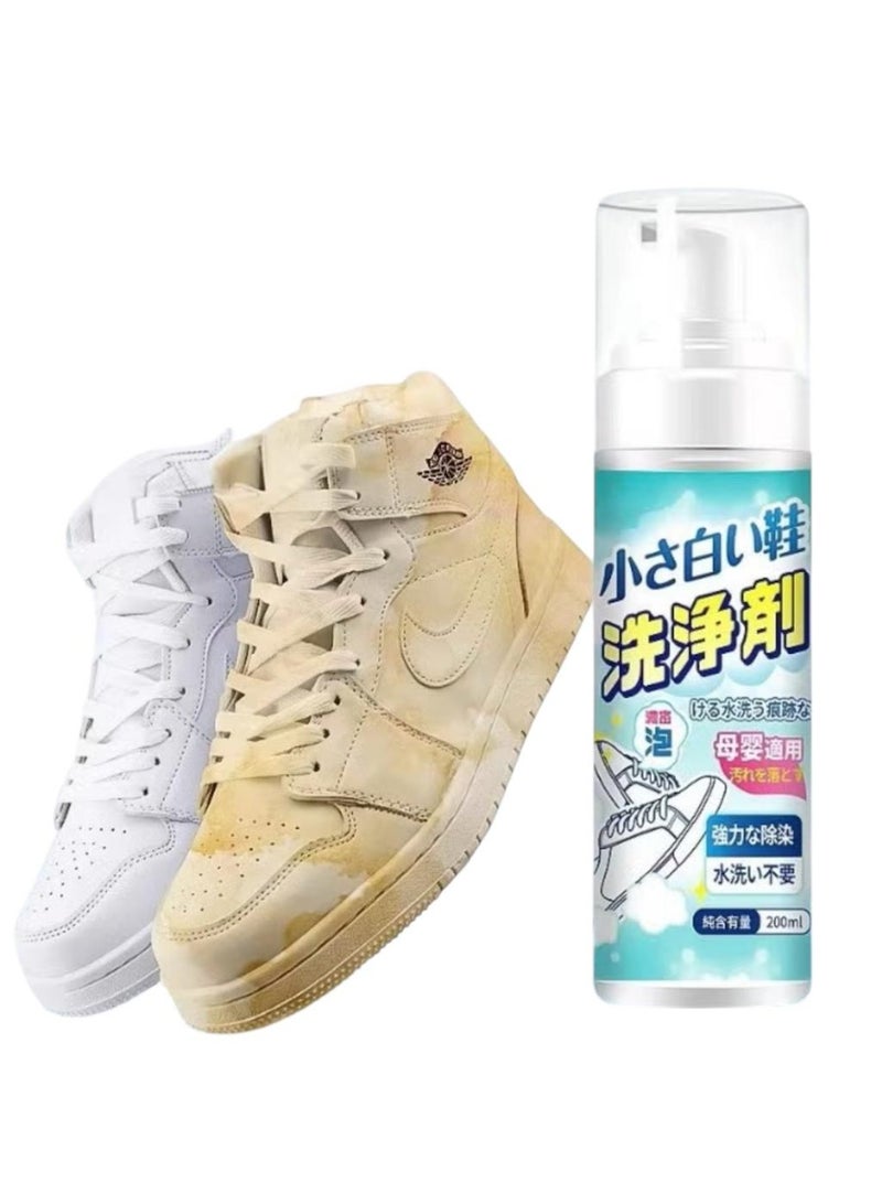 Foam spray for cleaning and polishing white shoes and sneakers, one-piece, fast-acting, waterless white shoe cleaner that removes tough stains and yellowing, restoring brilliant whiteness. Suitable for leather, canvas, mesh, and rubber shoes. A practical cleaning spray for everyday use and travel. Safe for materials and won't cause damage or fading. - Image 2