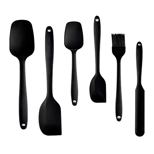 MOBDESK Food Grade Silicone Rubber Spatula Set for Baking Cooking and Mixing High Heat Resistant Non Stick Cookware Stainless Steel Core Dishwasher Safe BPAFree Baking BPA Free Seamless Design 6 pcs - Image 1