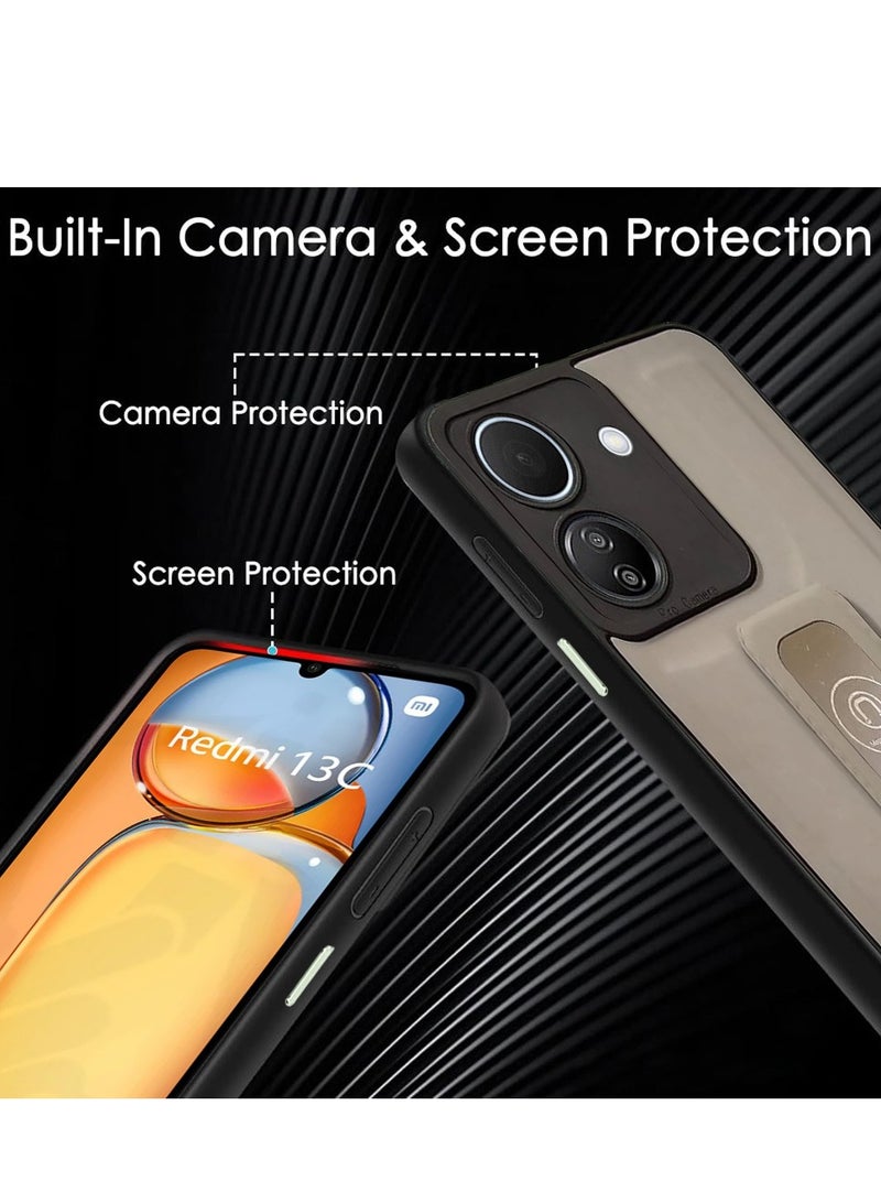 Techie غطاء خلفي أنيق من TPU سيليكون مع مقبض يد مغناطيسي آمن وحامل لجهاز Xiaomi Redmi 13C 4G - رمادي - Image 4