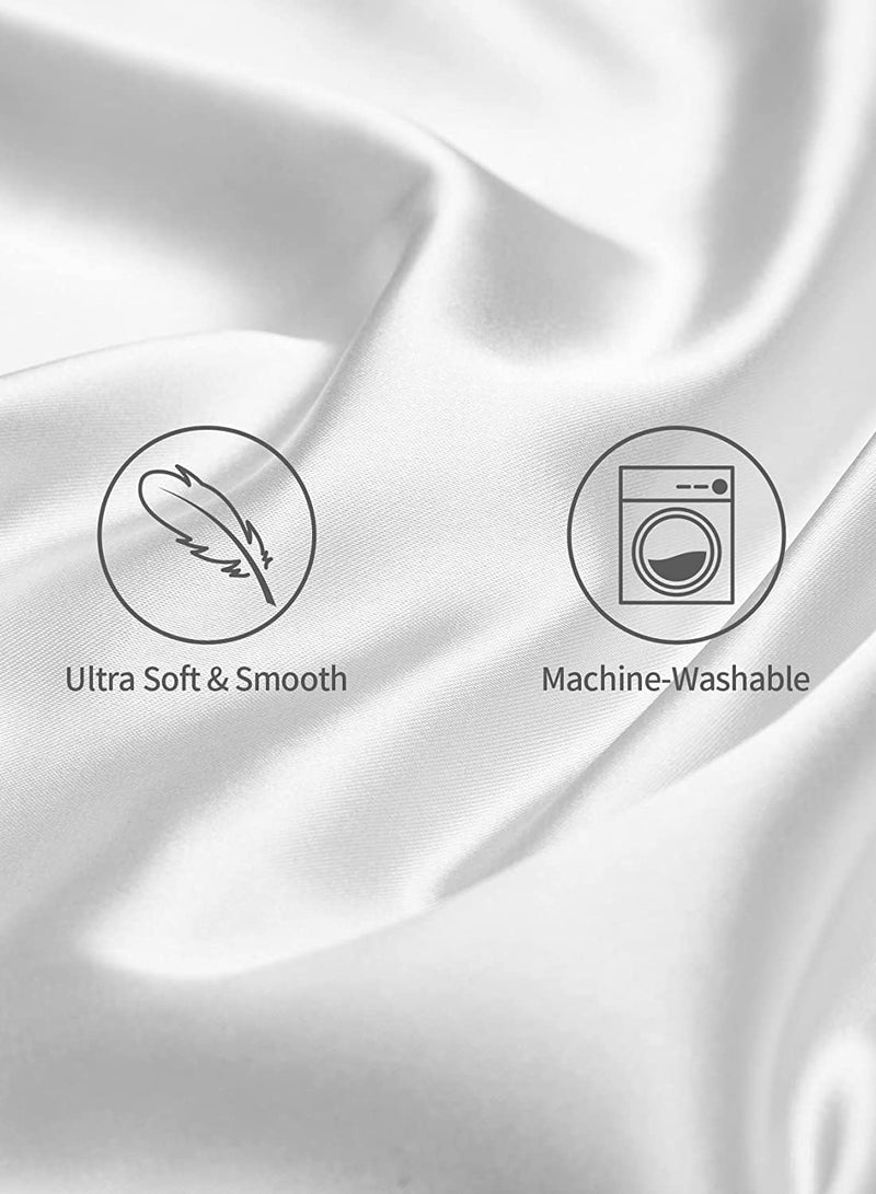 إي وورلد مجموعة من 2 وسادات حريرية ناعمة للعناية بالشعر والبشرة وغطاء وسادة مسامي مزدوج الجوانب لغرف نوم الفنادق مقاس 51 * 102 سم - Image 5