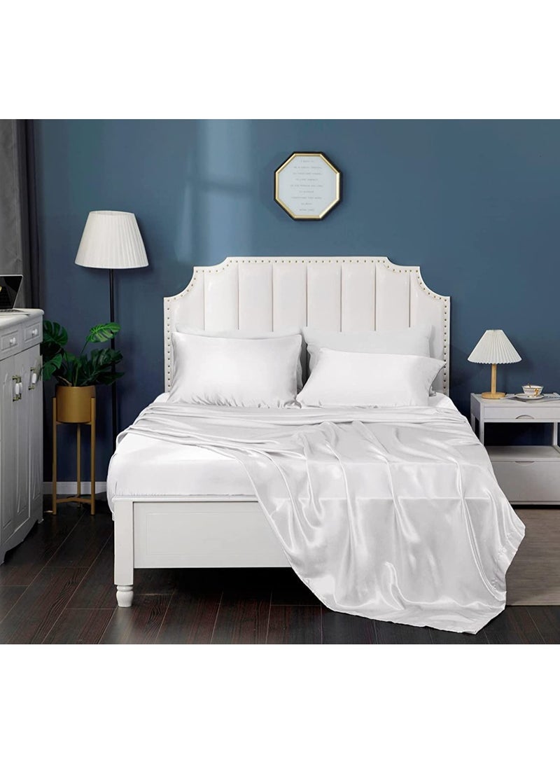 إي وورلد مجموعة من 2 وسادات حريرية ناعمة للعناية بالشعر والبشرة وغطاء وسادة مسامي مزدوج الجوانب لغرف نوم الفنادق مقاس 51 * 102 سم - Image 2