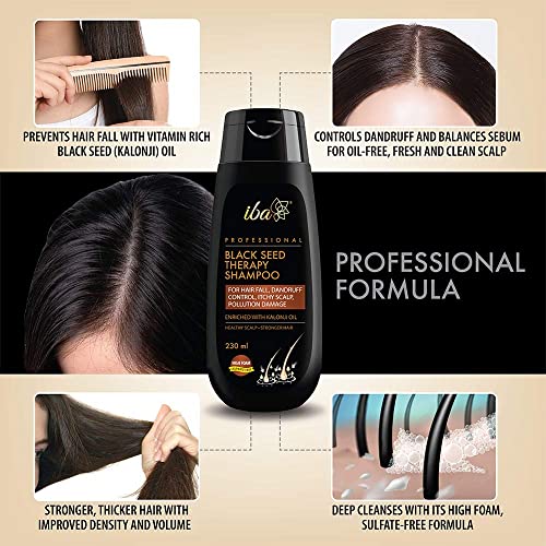 Iba Professional Black Seed Therapy Shampoo | Kalonji Extract For Healthy Scalp & Stronger Hair | Deep Cleansing Formula For All Hair Types | Halal Certified & Vegan | 230 ml - Image 2