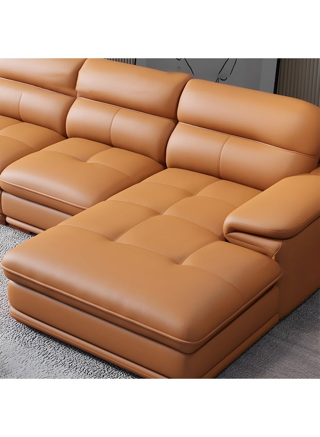 Comfynest Modern Orange Genuine Leather Sofa - Image 4