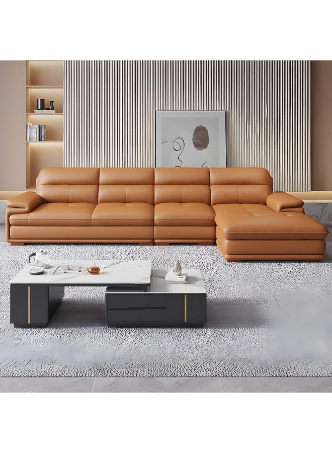 Comfynest Modern Orange Genuine Leather Sofa - Image 3