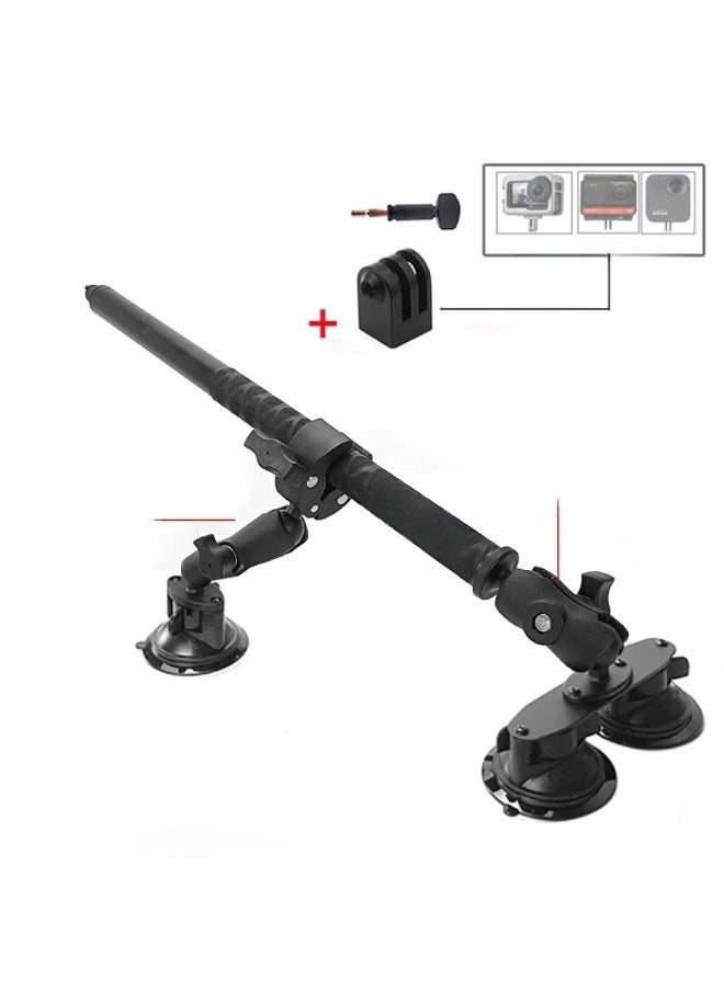 Generic Car Suction Cup Third Person Shooting Accessories Insta360 Onex2RGoPro Selfie Stick Roof Bracket-Color:K06 Car Suction Cup Set 1 (9cm +6cm Connecting Rod) + Pan/tilt Adapter - Image 1