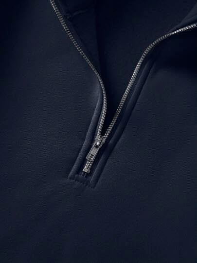 Trillion Men's Polyester Blend Modern Fit Half Zipper Solid Sweatshirt (Navy Blue, Medium) - Image 4