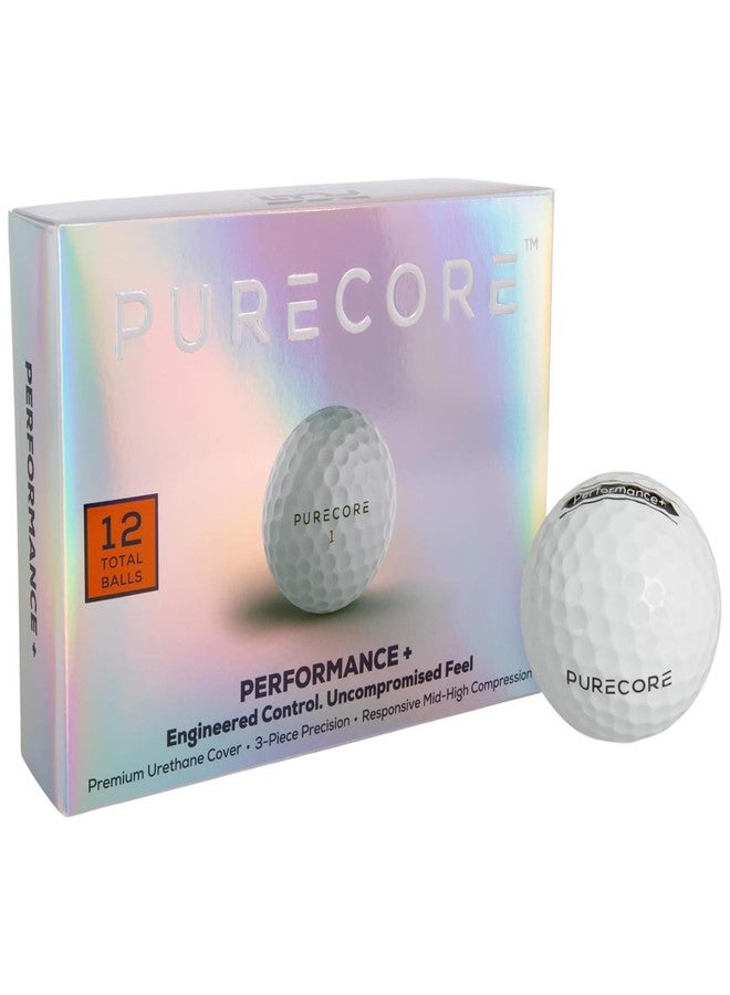 PURECORE GOLF PURECORE Performance+ - Premium 3-Piece Urethane Golf Balls | Mid Compression 98 | Soft Feel, Predictable Flight, Balanced Spin & Consistent Distance - Image 1