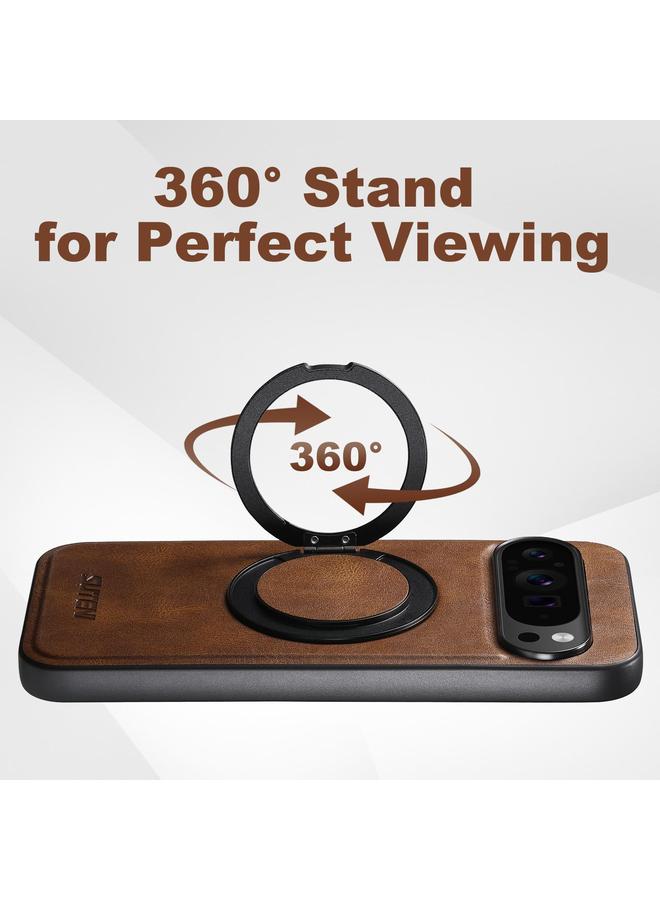 Suteni Case For Google Pixel 6 Pro G3 G3 Oil Wax 360 Rotation Holder MagSafe Back Phone Case - Image 2