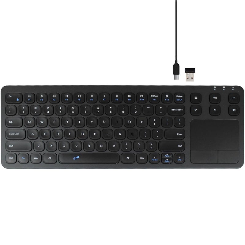 Vilros 24G Wireless Wired Touch Keyboard with Builtin Touchpad USB Wired 24G Wireless Keyboard Compatible with Raspberry Pi