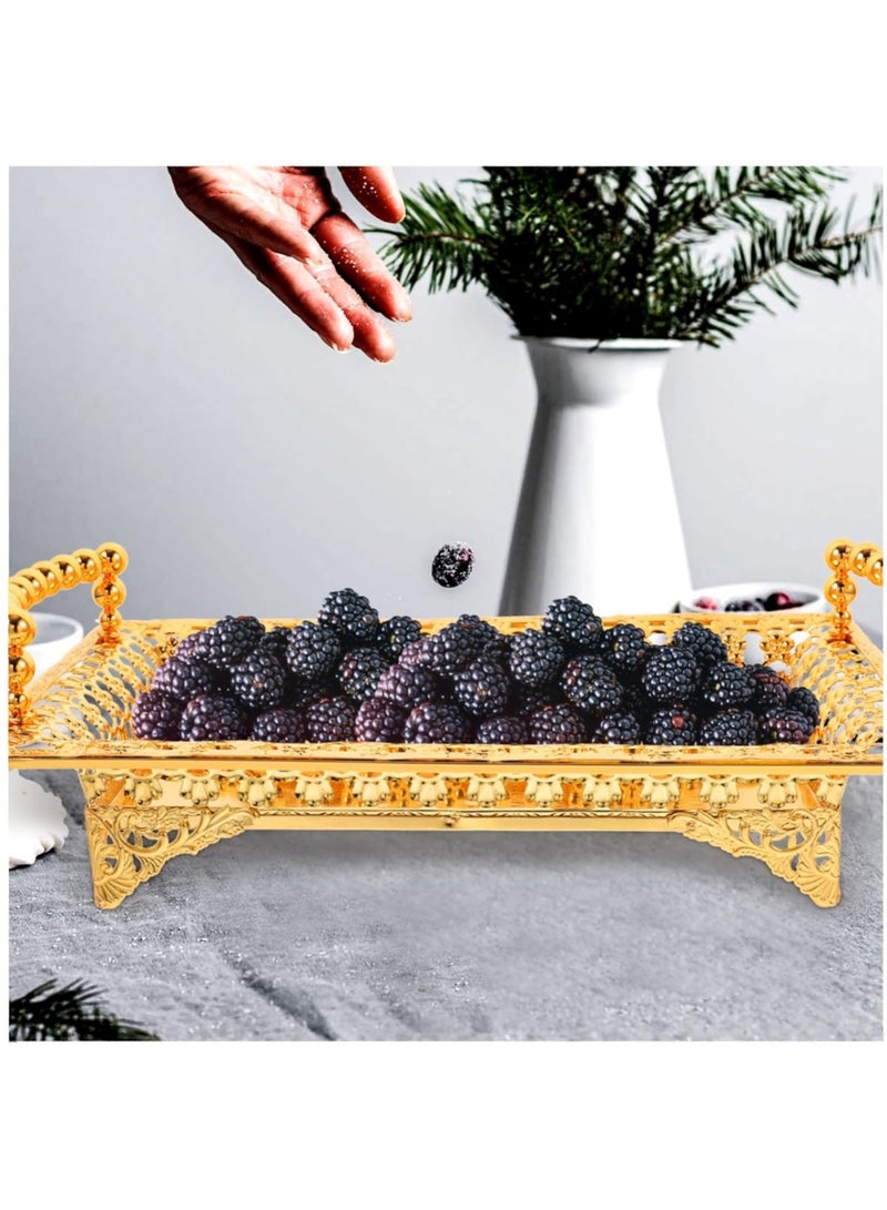 Arabest Nordic Style Iron Snack Tray with Handle Versatile Fruit and Platter Box for Serving Appetizers Desserts and Dry Fruits Stylish Snack Serving Plate for Home Decor and Parties  - Image 5
