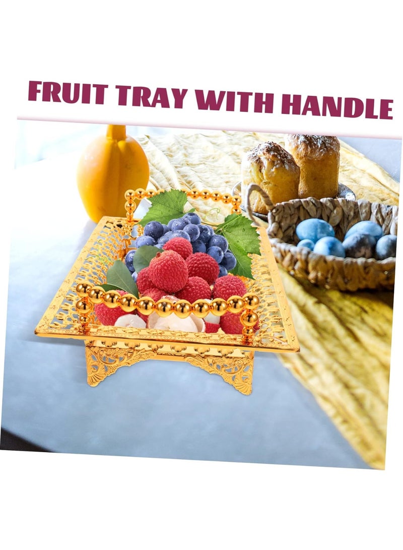 Arabest Nordic Style Iron Snack Tray with Handle Versatile Fruit and Platter Box for Serving Appetizers Desserts and Dry Fruits Stylish Snack Serving Plate for Home Decor and Parties  - Image 3