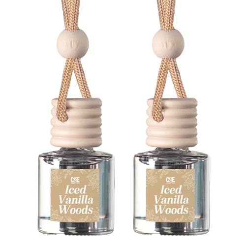 CE Craft Co Hanging Car Air Freshener Diffuser 2 Pack Long Lasting Fragrance Oil Car Freshener Glass Bottle Auto Air Freshener Made in USA Iced Vanilla Woods - Image 1
