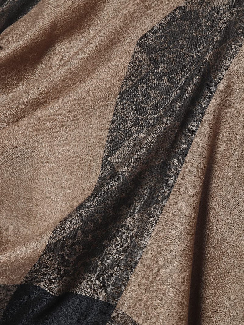 Pashtush Woven Mens Stole, Self Weave Design, Mens Muffler, Warm Cashmere Feel (Dapper Taupe) - Image 2