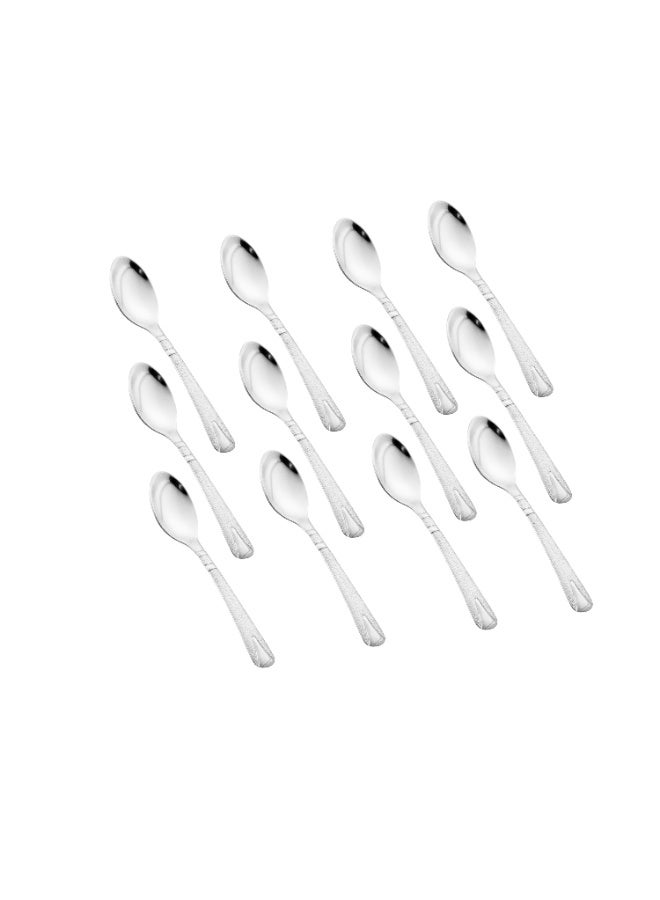 هيك طقم ملاعق شاي من الستانلس ستيل المقاوم للصدأ مكون من 12 قطعة فضي - Image 1