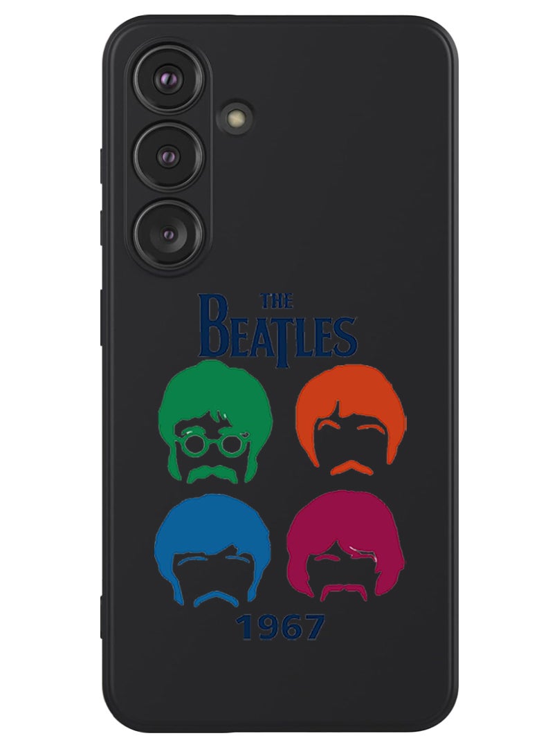 Theodor Protective Slim Fit Case Liquid Silicone Cover with Full Body Protection Anti-Scratch Shockproof Case For Samsung Galaxy S24 (Black) - The beatles - Image 1