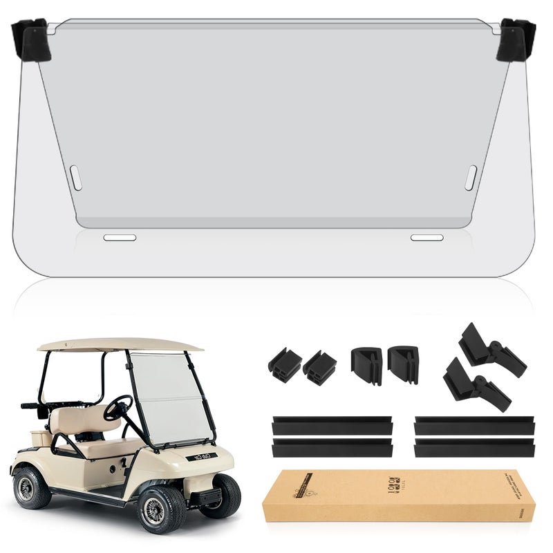10L0L Golf Cart Windshields for Club Car DS (2000-up) HD Shatterproof Foldable Windproof Windshield UV Protection Golf Cart Front Windshield - Image 1