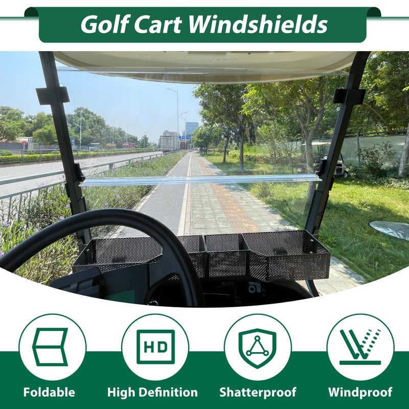 10L0L Golf Cart Windshields for Club Car DS (2000-up) HD Shatterproof Foldable Windproof Windshield UV Protection Golf Cart Front Windshield - Image 4