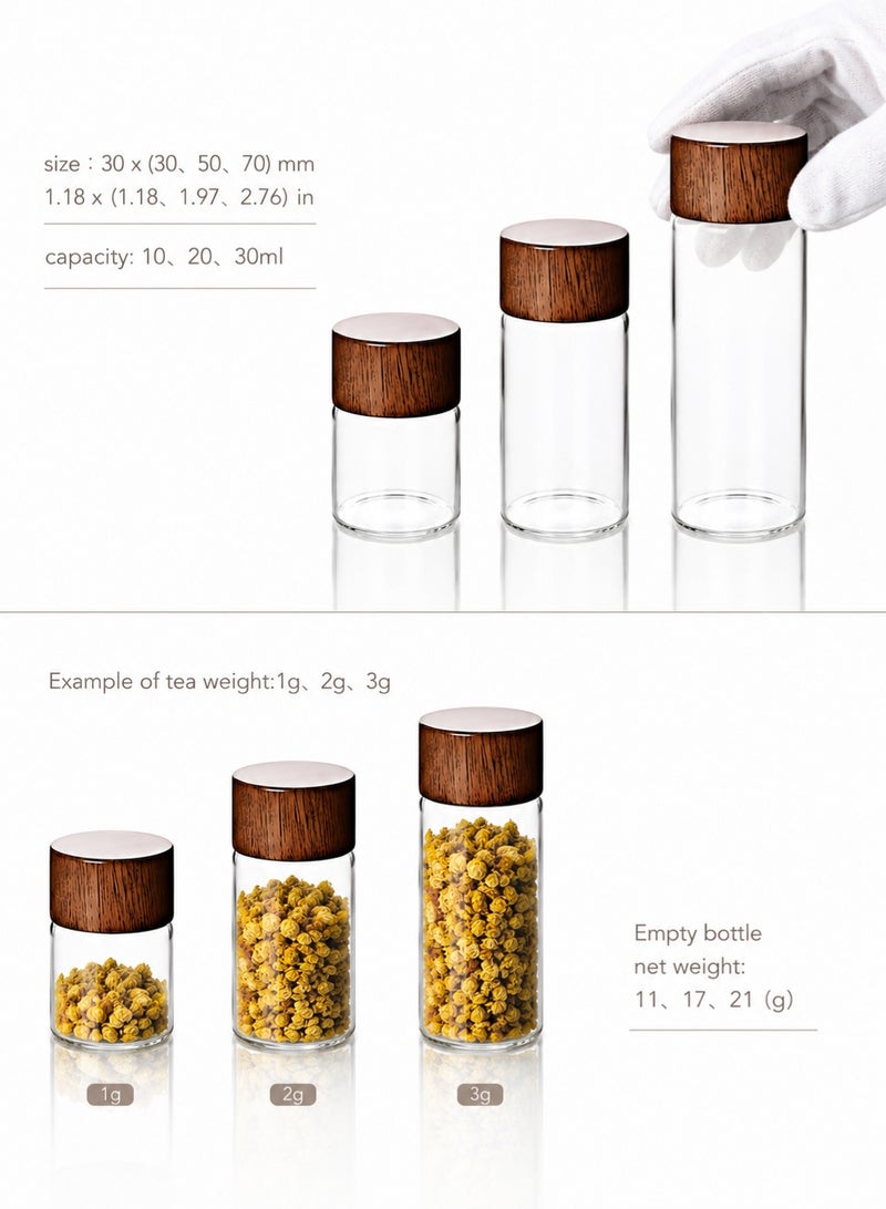 GOOGO 12-Piece Mini Glass Sealed Container Set, Sizes 10ml, 20ml, 30ml, Mini Jar, Small Jar, Suitable for Food-Grade Coffee Powder, Gold Beans, Portable Tea Storage Bottles, Small Empty Bottles - Image 3